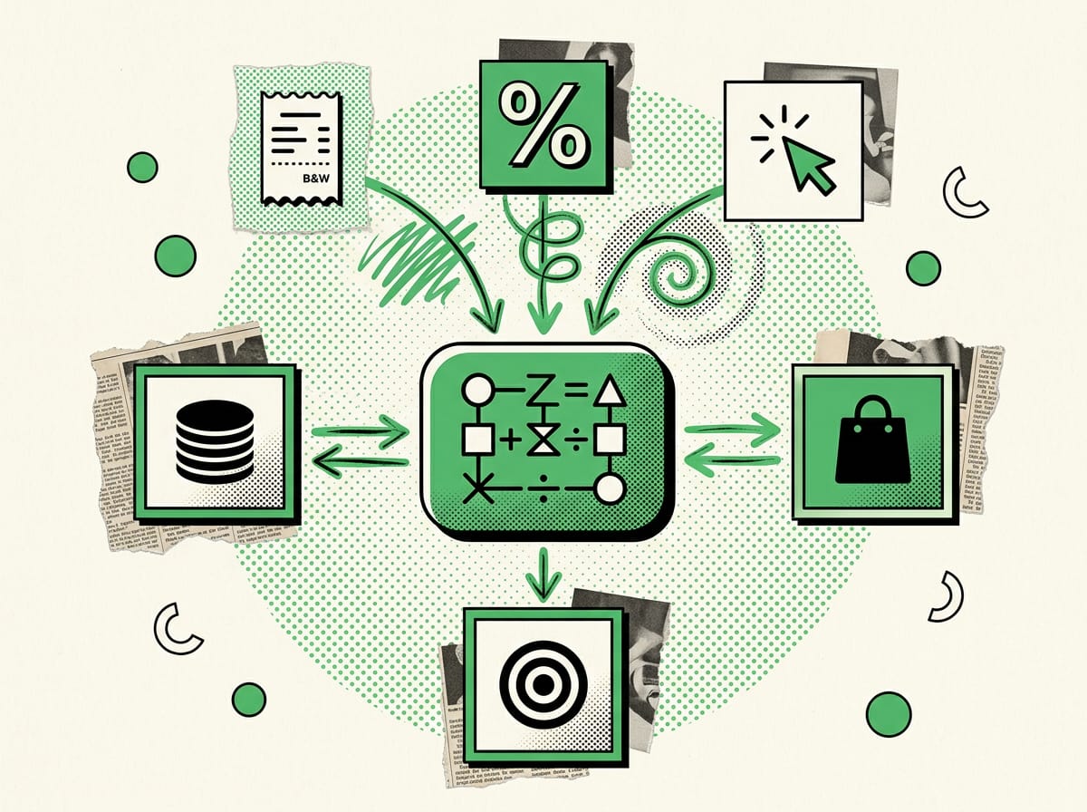 Diagramma che collega scontrino, conversione e costo per clic ai tre indicatori ROAS, CPA e conversioni