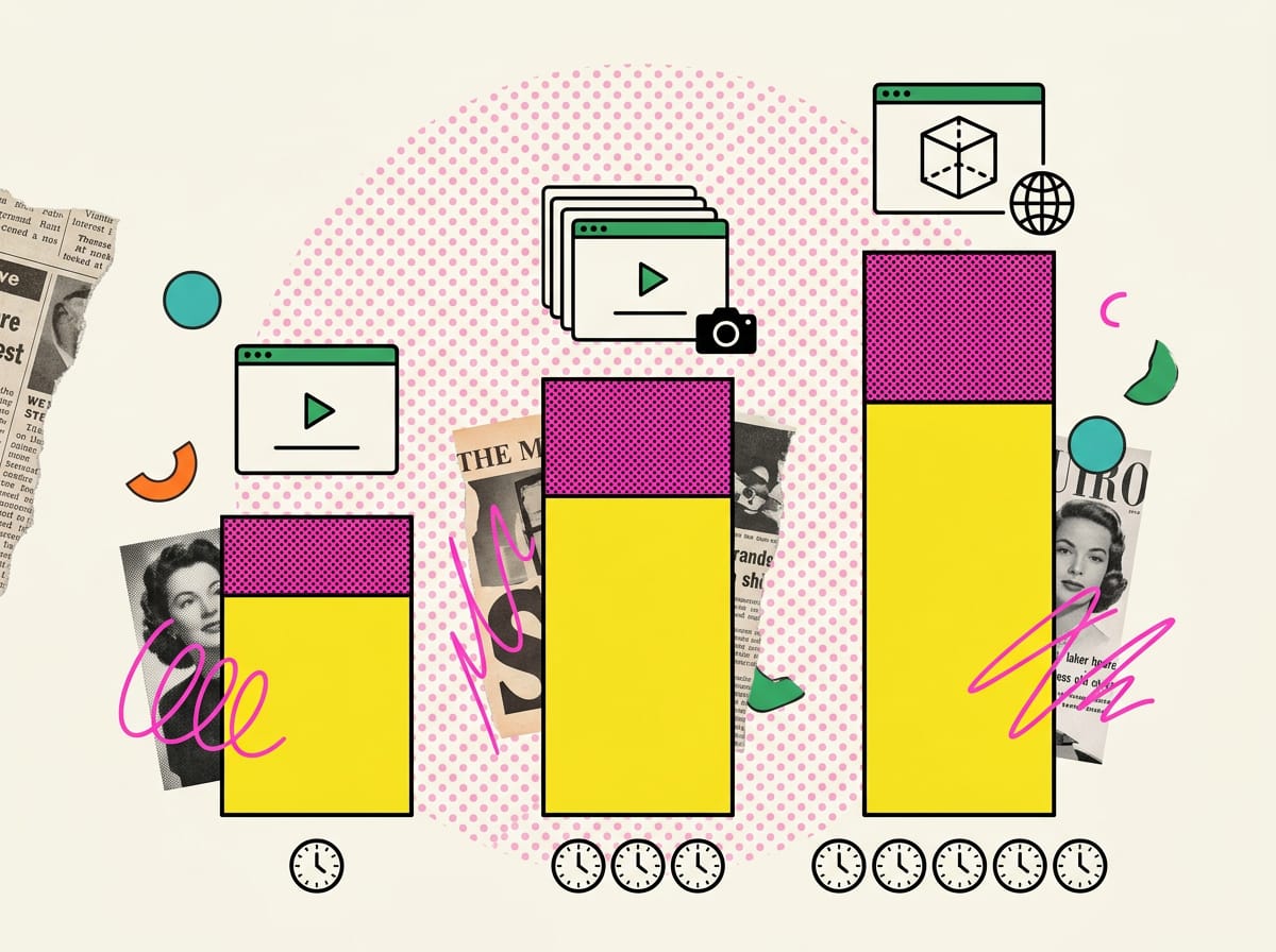 Grafico a tre barre crescenti per le fasce Essenziale, Brand e Flagship di un sito cinematic, con icone e numero di persone coinvolte