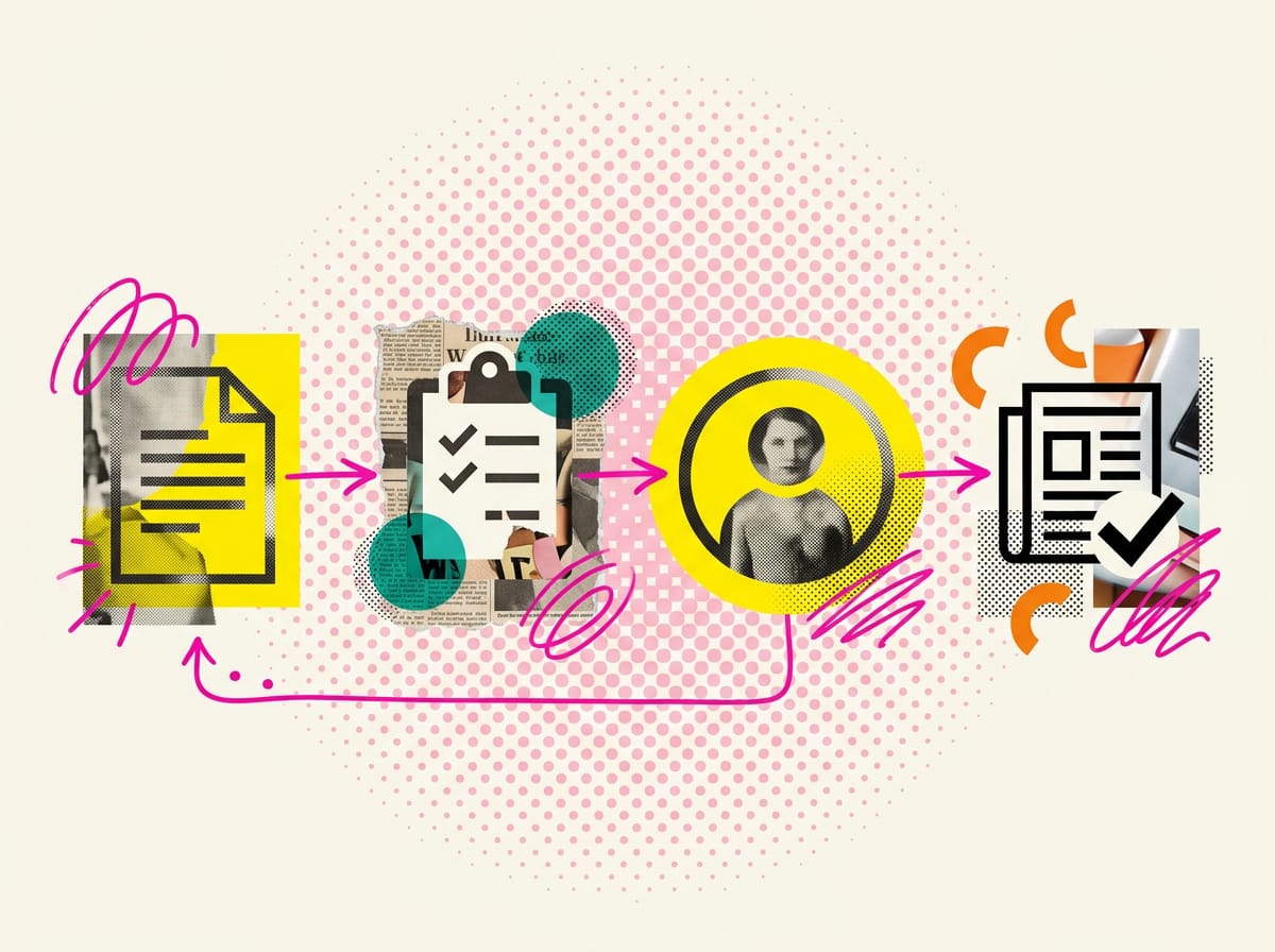 Diagramma del flusso di approvazione con un solo approvatore e checklist