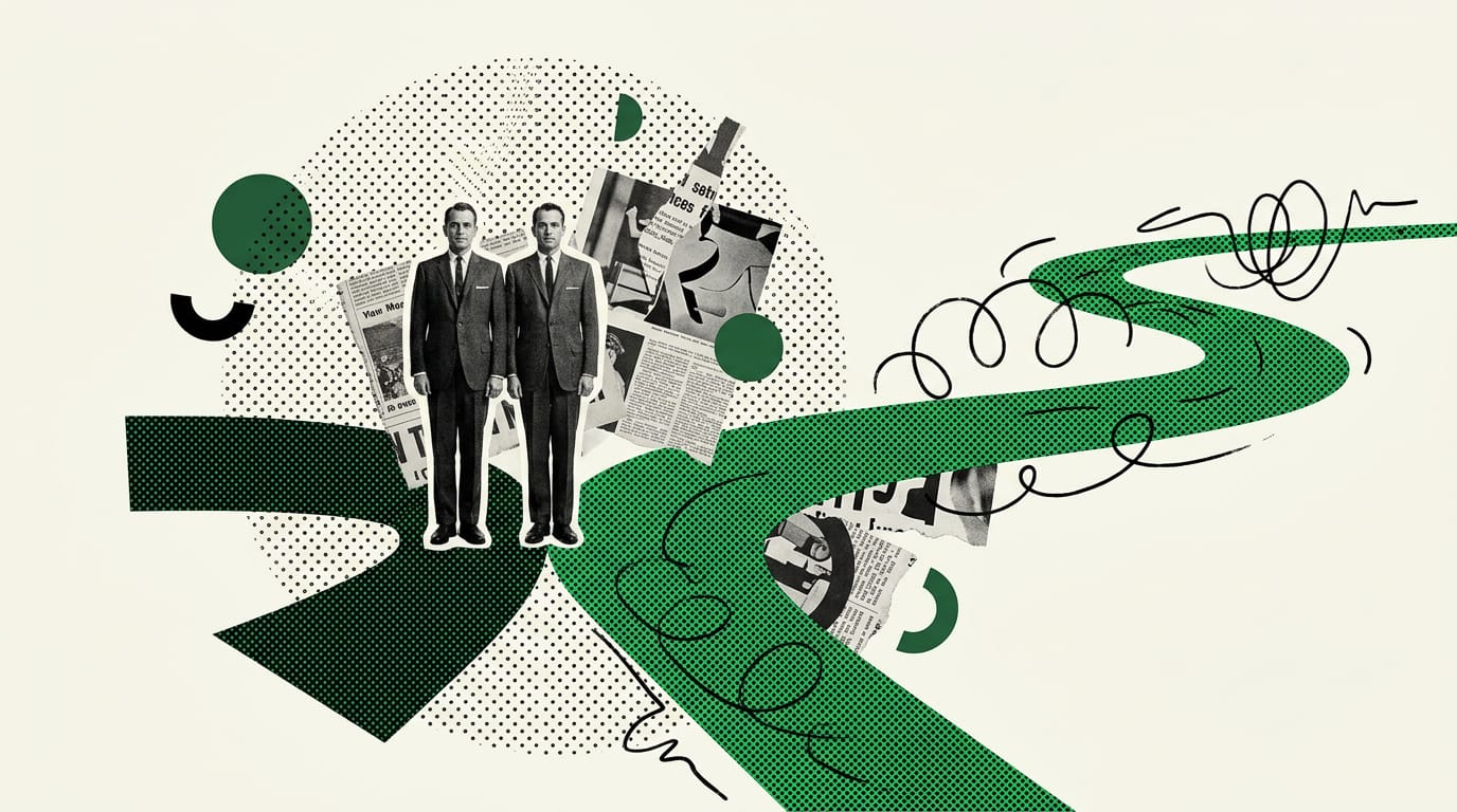 Due figure gemelle identiche da cui partono due strade di lunghezza diversa